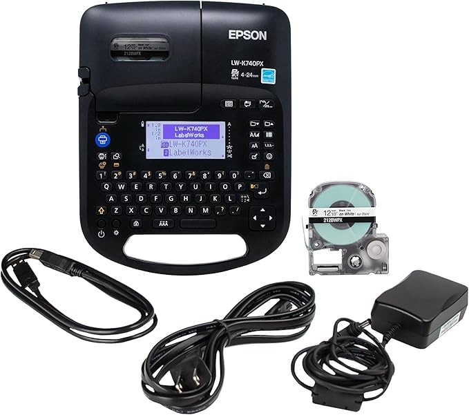 LABELWORKS Epson LW-K740PX Industrial Handheld Label Maker for Office Home & Healthcare – Custom Durable Identification and Organization Labels - Full Kit