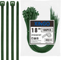XINGO 18 inch Garden Green Zip Ties Heavy Duty (100 Pack), 60lb Tensile Strength, UV Resistant Cable Ties for indoor and outdoor use