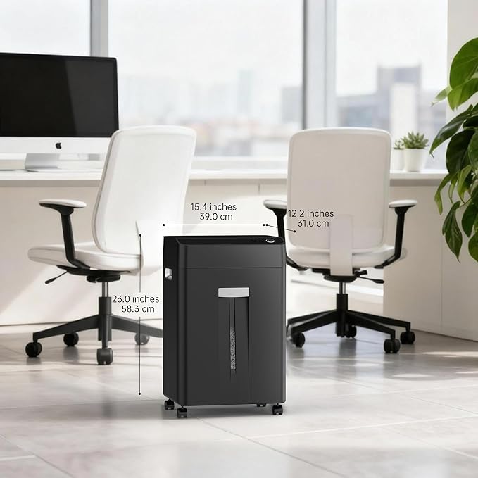 24-Sheet Cross Cut P-4 Security Paper Shredder with 8.9 Gal Pull-Out Bin, Credit Card/Staple/Clip/CDs Commercial Heavy Duty Shredder for Office