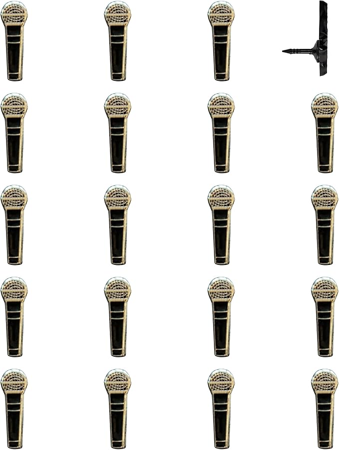 Microphone Push Pins - Microphone Map Pins for Cork Boards, Maps, or Lapel Use - Designed in USA - Set of 20