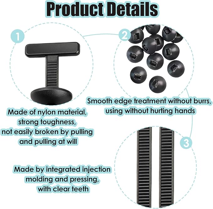 100 Pcs Nylon Universal Cable Tie Buckle, Self-Locking Zip Tie Clips with Pin & Button Design, UV Resistant Plastic Cable Tie Buckle Fasteners for Auto Car Body Repair, Home & DIY Use