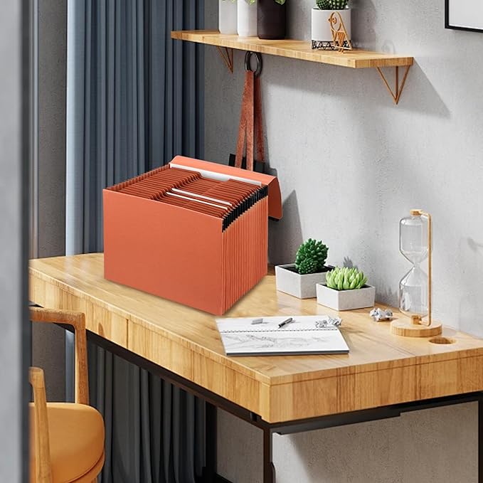 Heavy Duty Expanding File Folder Organizer,21 Pockets Accordion File Organizer,A-Z,1/3 Cut Tabs,Letter Size,17.5Inch Expansion