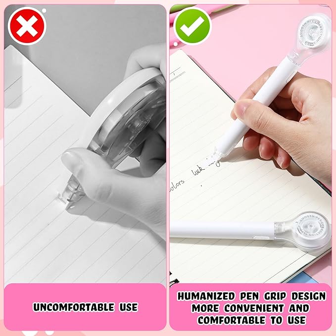 Gersoniel 10 Pack Correction Tape Pen Correctional Ink Tape Push Pull Protective, Easy to Use Applicator for School Office Supplies, 0.2 x 236 Inch(White Color)
