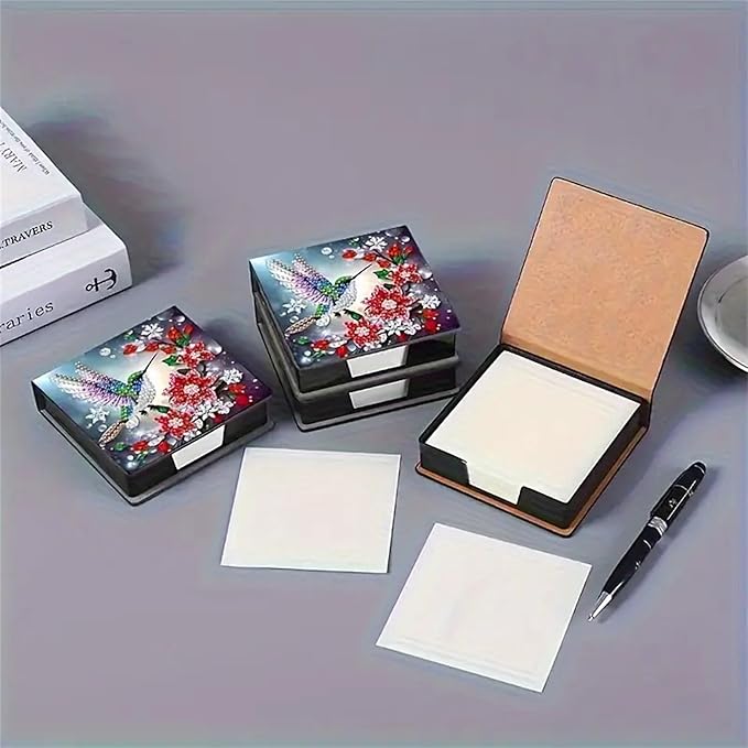 Diamond Painting Kit Note Box,Memo Paper Storage Box Diamond Art,Sticky Note Holder Diamonds Art,Diamonds Painting Memo Pad For Office Desk. (Bird)