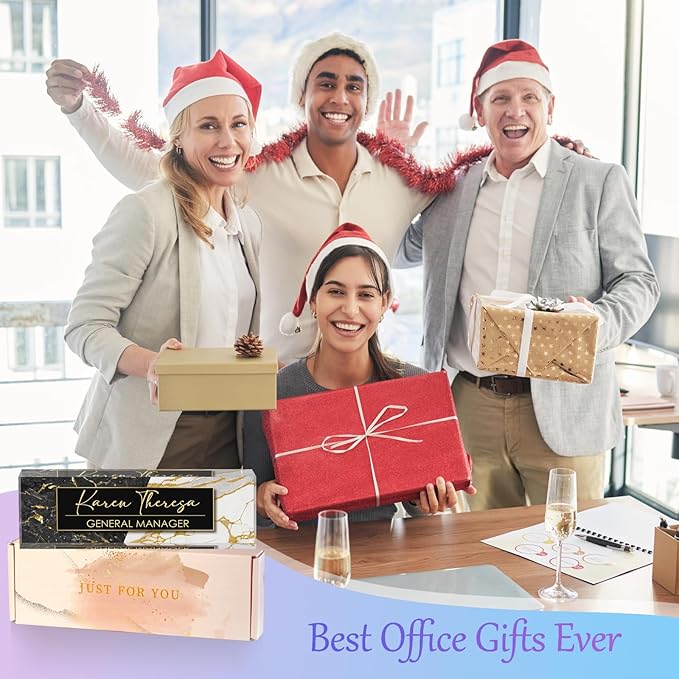 Custom Office Name Plate, Personalized Gifts for Men, Appreciation Gifts for Employee Coworkers Boss Teacher, Office Desk Accessory (Black Marble)