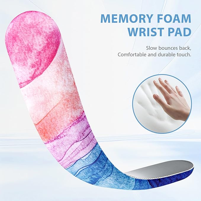 Ospelelf Wrist Rest for Keyboard and Mouse Ergonomic Mouse Pad with Wrist Support Memory Foam Wrist Rest for Computer Keyboard,3-in-1 Gel Mouse and Keyboard Pad for Office Colorful