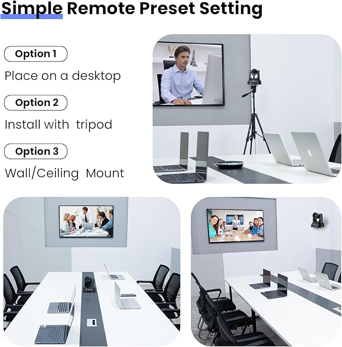 TONGVEO 5.8GHz Wireless Conference Room Webcam, Church Live Streaming 3X USB 1080P 60fps PTZ Camera for Worship Services Online Conference, Works with Zoom, OBS Easy to Set Up