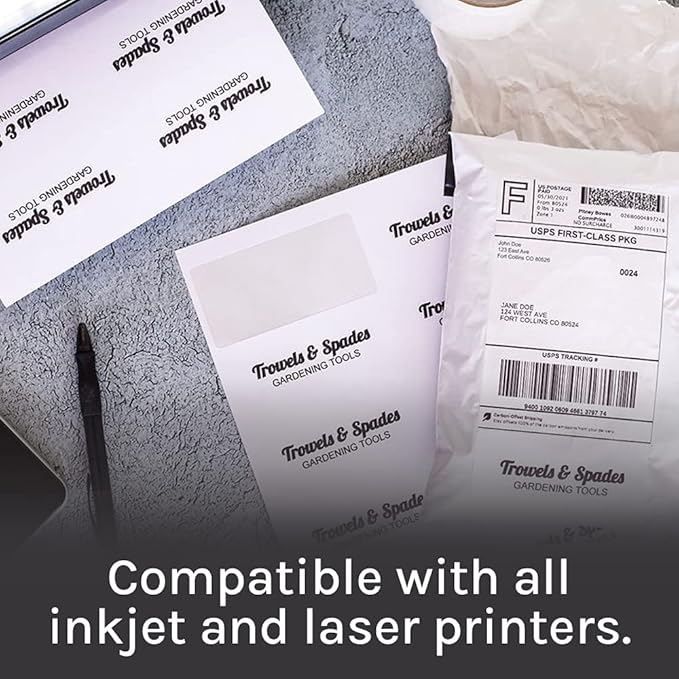 Premium Label Supply White Sticker Address Labels – 2" x 4" – Laser/Inkjet Compatible – (10 per Sheet), 500 Sheets – 5,000 Total Adhesive Labels