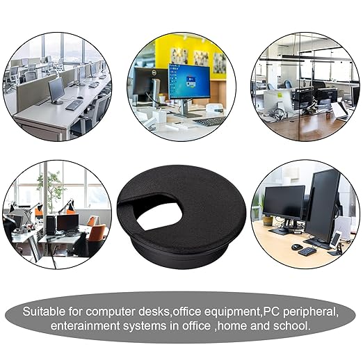 2 Inch Desk Grommet - 40Pcs Plastic Desk Cord Hole Cover, 50mm Diameter Black Cable Grommets Hole Cover for Organized Wires & Cords Through Computer Table/Countertops