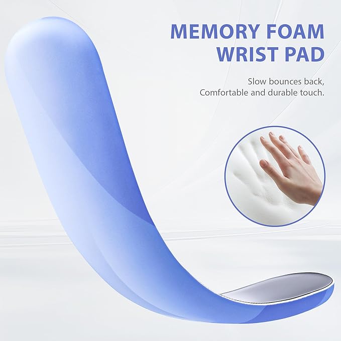 Ospelelf Wrist Rest for Keyboard and Mouse Ergonomic Mouse Pad with Wrist Support Memory Foam Wrist Rest for Computer Keyboard,3-in-1 Gel Mouse and Keyboard Pad for Office Geometry Blue