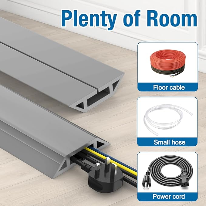 Eapele Floor Cord Cover 6.5ft Cord Covers for Wires on Floor, Heavy Duty Extension Cord Cover, Rubber Floor Cable Cover, Prevent Trip Hazard for Sidewalk Home Office Outdoor or Indoor Settings (Beige)