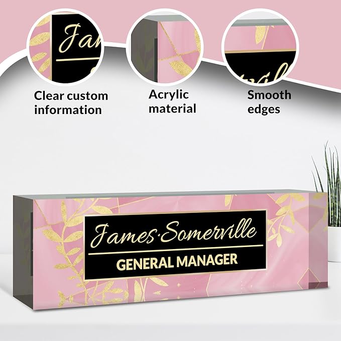 Desk Name Plate Personalized, Custom Name Plate for Desk, Acrylic Desktop Accessories, Office Gift & Decor for Women Men, Teacher Nurse Boss Employee Appreciation Gifts