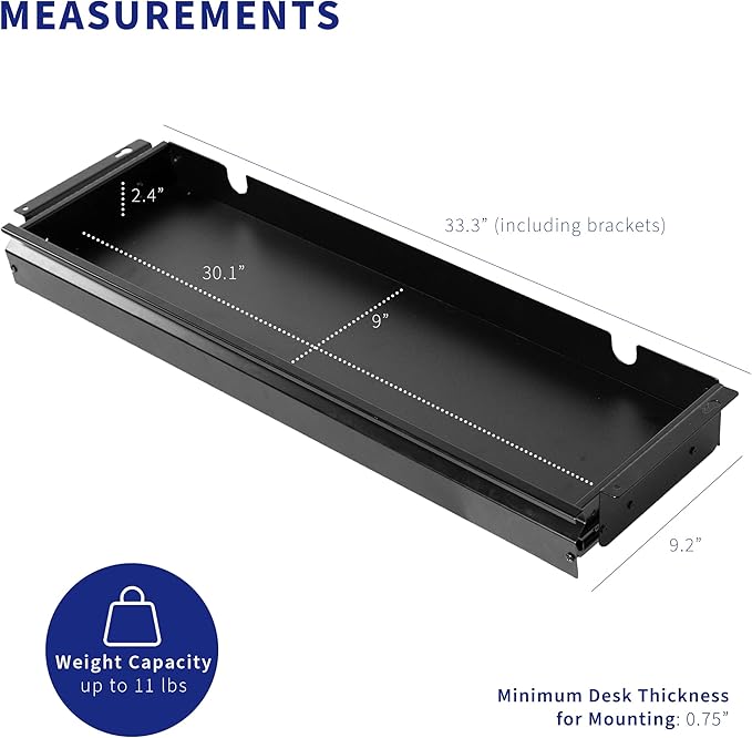 VIVO Large 33 inch Under Desk Slide Out Storage Drawer Organizer, Black, DESK-DR33-B
