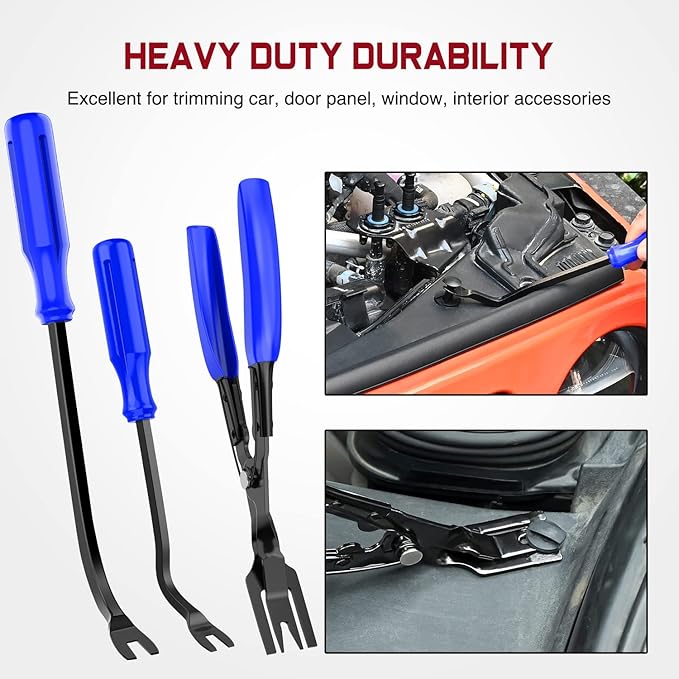 Nilight 238Pcs Trim Removal Tool, Auto Push Pin Bumper Retainer Clip Set Fastener Terminal Remover Tool Adhesive Cable Clips Kit Car Panel Radio Removal Auto Clip Pliers