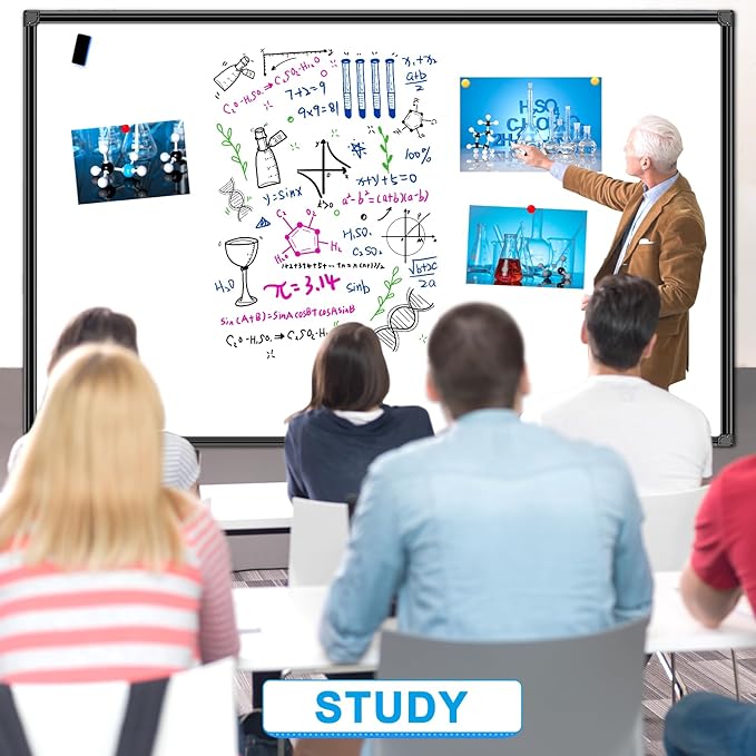 H-Qprobd 72"x48" White Board for Wall Large Magnetic Dry Erase Board with Black Aluminum Frame, Presentation Whiteboard Suitable for Home, Office, Classroom & Kitchen