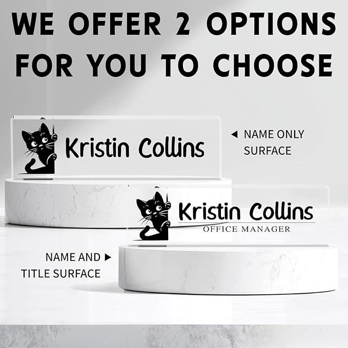 Custom Name Plate for Desk, Personalized Desk Name Plate on Clear Acrylic Glass, Appreciation Gifts for Teacher Employee Boss Coworkers Nurse, Office Desktop Accessories For Women Men (Slate)