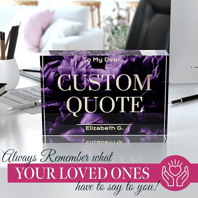 Custom Acrylic Sign Personalized, Custom Desk Name Plate, 18 Styles, (5"x7"), With Gift Box, USA Made by Acryluxe. (Blossom)