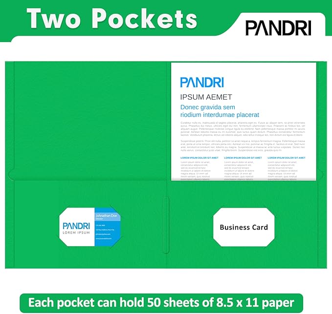 Two Pocket Folders, PANDRI 125 Pack 2 Pocket Folders, Letter Size Paper File Folder for School Office Home Business, Assorted 5 Colors