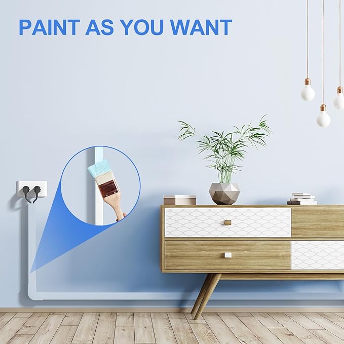 Yecaye Cord Hider, 113in Medium Cord Covers for Wires on Wall, Cord Organizer for 2-3 Wires, Easy Install Cable Management Kit, TV Cable Hider for Home Office, W0.95in H0.55in, Beige