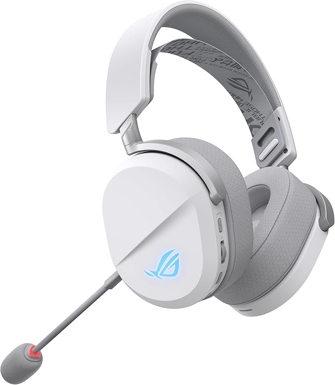 ASUS ROG Pelta Wireless Gaming Headset with Detachable Mic – Tri-Mode (BT, 2.4GHz, USB-C) 50mm Titanium-Plated Drivers, 70Hr Battery, Ergonomic, Lightweight, for PC, PS5, PS4, Switch, Mobile - White