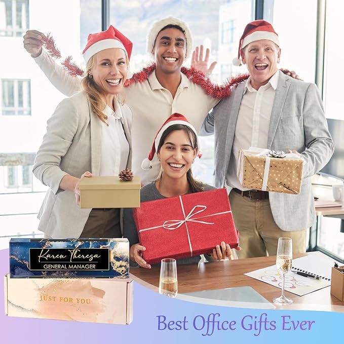 Custom Office Name Plate for Desk, Personalized Gifts for Men, Appreciation Gifts for Employee Coworkers Boss Teacher, Office Accessories (Blue Marble)