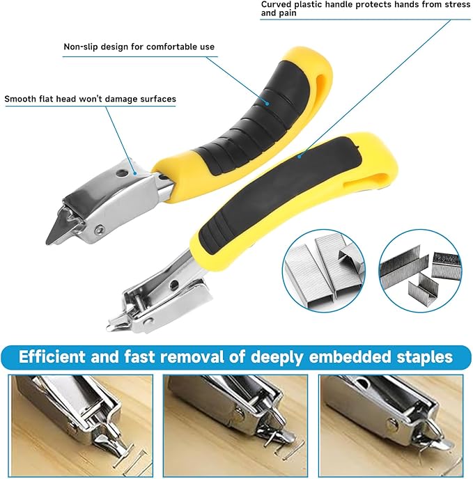 STARVAST 8PCS Nail Puller and Staple Remover Tool Set, Including End Clippers, Nail Remover, V-Shaped Staple Remover and U-Shaped Staple Remover for Furniture, Floor, Wall, Car, Photo, Frame