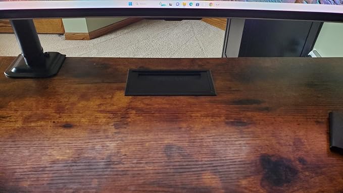 2PCS Metal Desk Cable Wire Grommet Cord,PC Computer Desk Table Metal Rectangle Wire Cable, Tidy Cable Hole Cover Organizers (Black)
