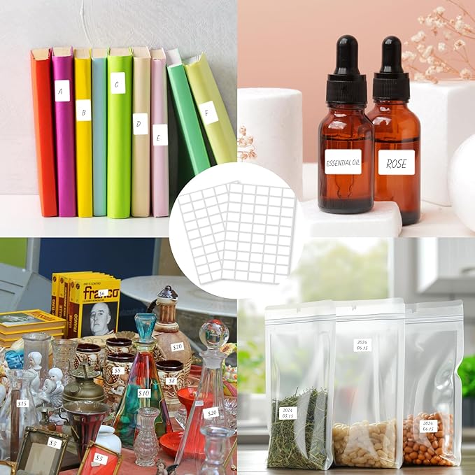Yeachlaing Multi-Use Removable Labels, 1/2" x 3/4",1000 PCS Blank Labels Total,Water/Oil/Tear Resistant/Ink Won't Smudge No Residue