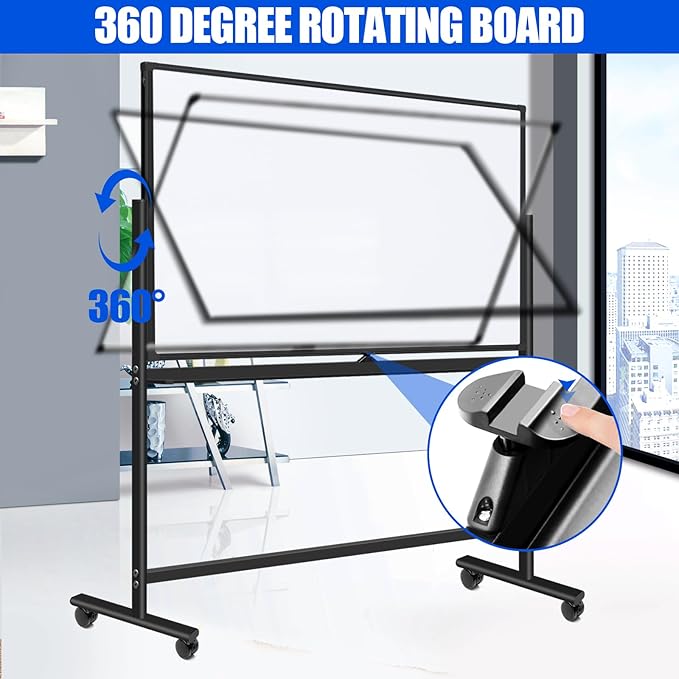 Mobile Whiteboard 60x48 Magnetic Dry Erase Board with Stands, Large Rolling White Boards on Wheels, Double-Sided Standing Whiteboard, 5' x 4' Easel Stand White Board for Office Home Classroom