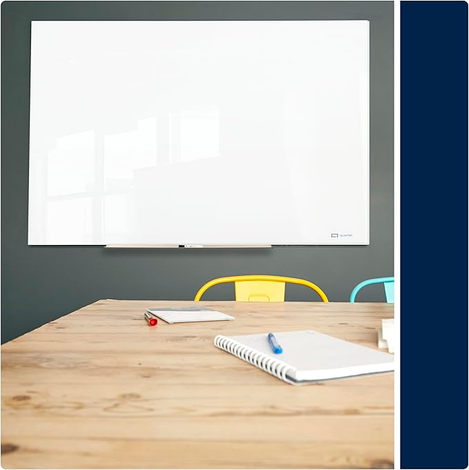Quartet Magnetic Dry Erase Board, 48" x 36" Glass White Board for Wall, Frameless, InvisaMount, White (Q25F01IMW)