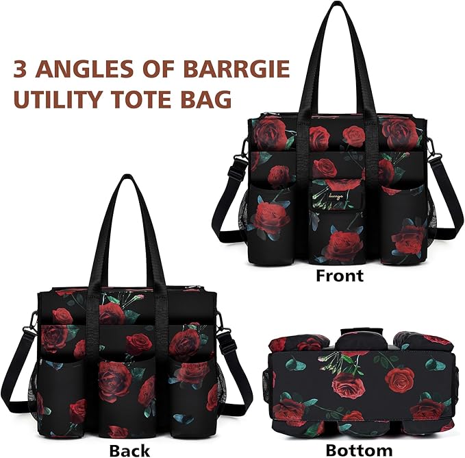 Utility Tote - Water Resistant with 19 Exterior/Interior Pockets - Large Women/Teacher/Work Bag