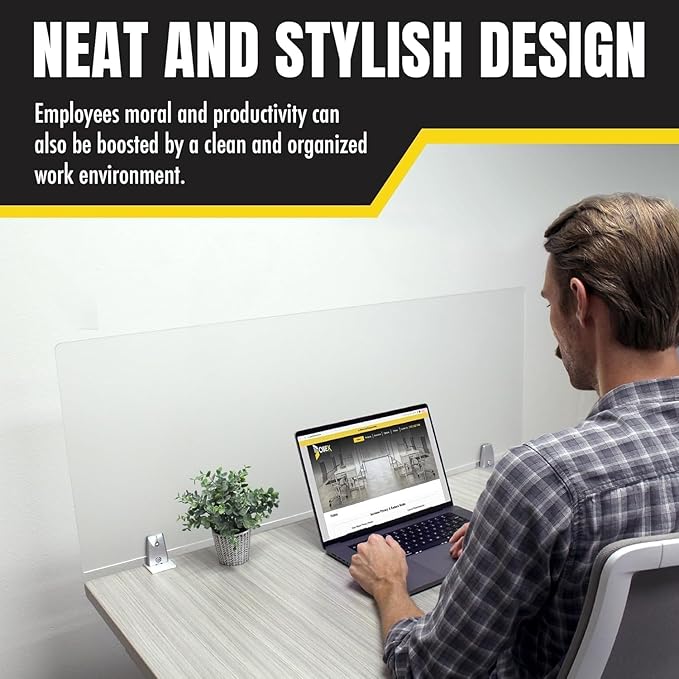 OBEX Clear Acrylic Desk Mounted Privacy Panel, 24" x 24", Clear