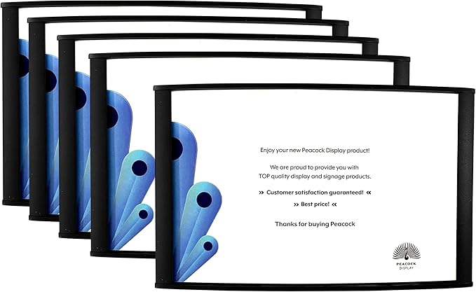 Curved Office Business Door Sign Holder | Aluminum Wall Mount Name Plate Holder, cubicle sign holder, sturdy and beautiful 5.5" W X 5.00" H (N-Letterx5.5" 5 signs black)
