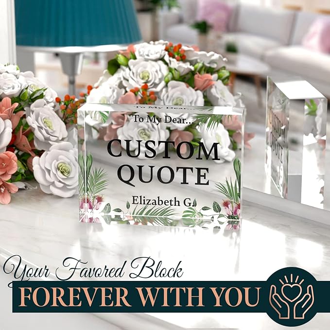 Personalized Gifts, Custom Quote Block Letter Board,Crystal-Clear Acrylic with Gift Box,17 Styles, Holiday and Christmas Gift for Mom, Dad, Girlfriend, Him or Her, Husband, Wife (5"x7, Garden)