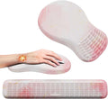 MEKASS Ergonomic Mouse Pad and Keyboard Wrist Rest Set, Super Soft Memory Foam Desk Wrist Support for Computer Keyboard, Non-Slip Arm Palm Rests Cushion for Typing Gaming Office (Light Pink Marble)