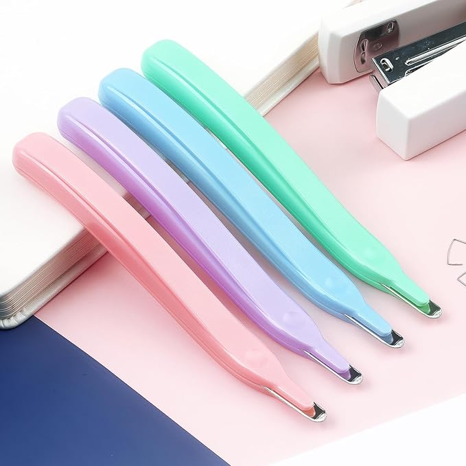 Professional Magnetic Staple Remover Puller Staples Remover Staple Removal Tool for School Office Home 4 Pack (Blue, Pink, Purple, Green)