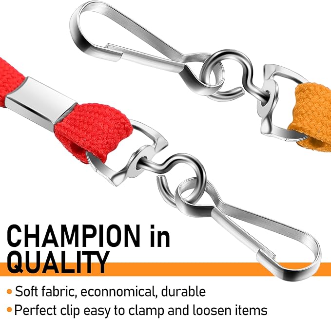 Epakh 300 Pcs Lanyards Bulk for ID Badges Assorted Colors Flat Badge Neck Lanyard with Swivel J Hook Clip for Student Teacher
