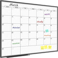 JILoffice Dry Erase Calendar Whiteboard - Magnetic White Board Calendar Monthly 48 X 36 Inch, Black Aluminum Frame Wall Mounted Board for Office Home and School