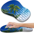 YIWEI Ergonomic Mouse Pad with Wrist Rest - Comfortable Office Mousepad with Memory Foam Wrist Support for Carpal Tunnel Relief, Mouse Pads with Non-Slip Base for Gaming and Home (Beach-3)