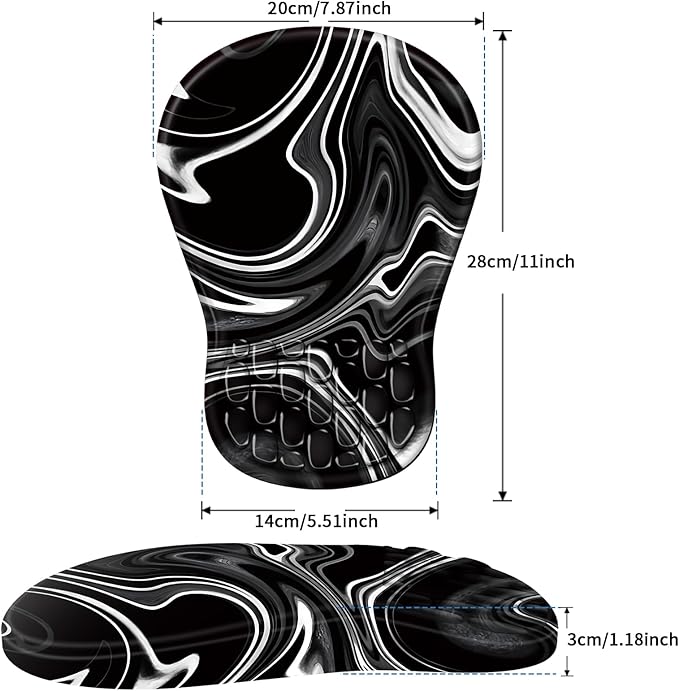 YIWEI Ergonomic Mouse Pad with Wrist Rest - Comfortable Office Mousepad with Memory Foam Wrist Support for Carpal Tunnel Relief, Mouse Pads with Non-Slip Base for Gaming and Home (Black-2)