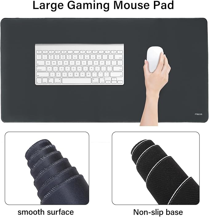 MOSISO Keyboard Mouse Pad Set, Large Gaming Mouse Pad&Rectangular Keyboard Wrist Rest&Mousepad with Wrist Rest&Coaster, Ergonomic Non-Slip&Easy Typing Pad with Curved Silicone Lining, Slate Gray