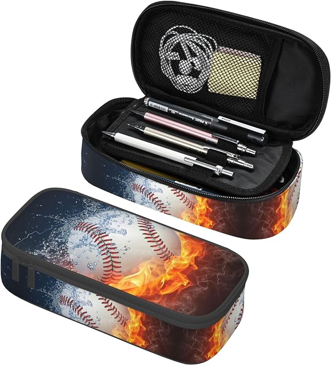 Baseball Ball Pencil Case Big Capacity Storage Pencil Pouch Stationery Bags With Zipper Portable Pen Holder Box Organizer For Boys Girls Teens Student College School Office Supplies