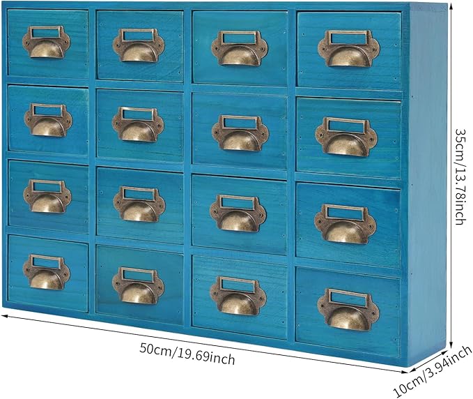 Vintage 16-Drawer Storage Cabinet – Multipurpose Desktop Organizer for Office, Craft & Home