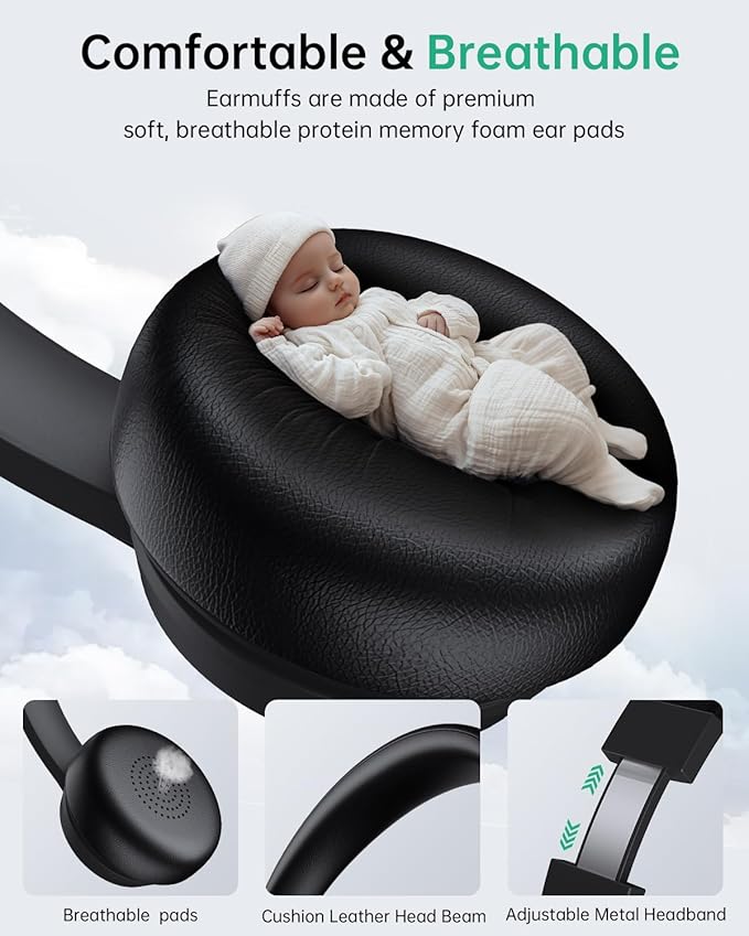 Masajoy Wireless Headset with Mic for Work with AI Noise Cancelling Mic for Clear Calls, Bluetooth V5.3 Headphones with Microphone to USB A/C Dongle & Mic Mute for Computer Laptop PC iPhone (Black)