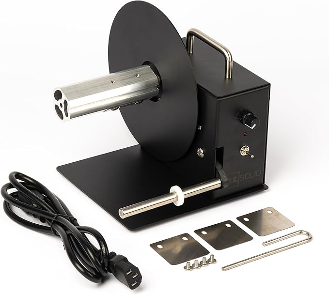 U.S. Solid Automatic Label Rewinder, 1.5"/3" Core Holder, 4.1" Wide, Roll Diameter 7", Bidirectional Rewinding