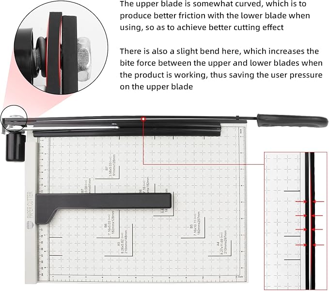 ZEQUAN A4 Paper Cutter Heavy Duty Metal Base, Stack Paper Trimmer Guillotine 13" Cutting Length, Guillotine Paper Slicer Cutter, 10 Sheet Capacity, for Office Home or School