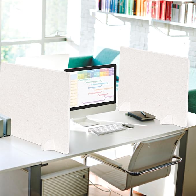 AMUSIGHT 2 Pack Acoustic Desk Dividers - 24" x 20" Freestanding Privacy Panels Set with Noise - Reducing Design Cubicle Sound Proof, Ideal for Office, Classroom, and Home (Light Beige)