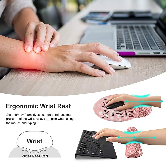 Lateefah Mouse Pad with Wrist Rest, 3-in-1 Gaming Mouse Pad, Keyboard Wrist Rest, Ergonomic Memory Foam Mousepad with Wrist Support for Computer Keyboard