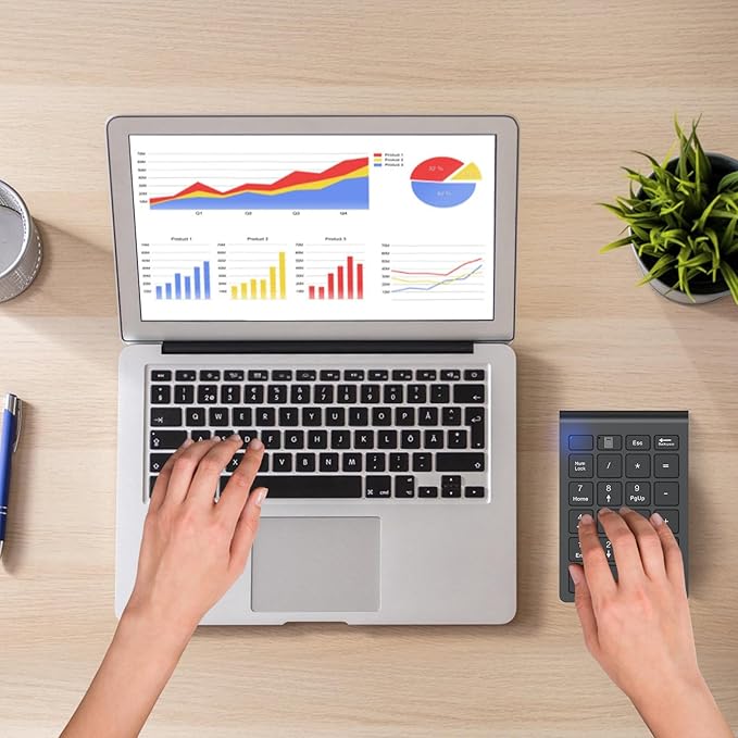 cimetech BT Number Pad, Wireless Numeric Keypad Numpad, 22 Keys Portable Mini Financial Accounting Keyboard for Laptop Notebook, Desktop, Surface Pro, PC