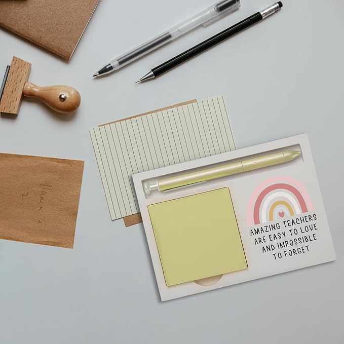 End of The Year Teacher Sticky Note Holder Gifts, Back to School, Teacher Appreciation Week Quote Self-Stick Note Pad Holders ZBA4